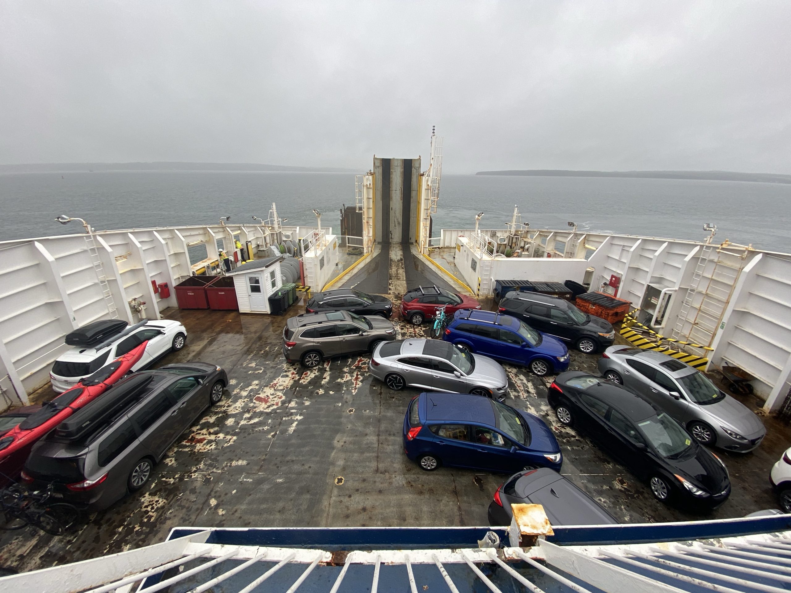 The upper-deck parking in steerage on our ferry to Newfoundland, probably for employees.