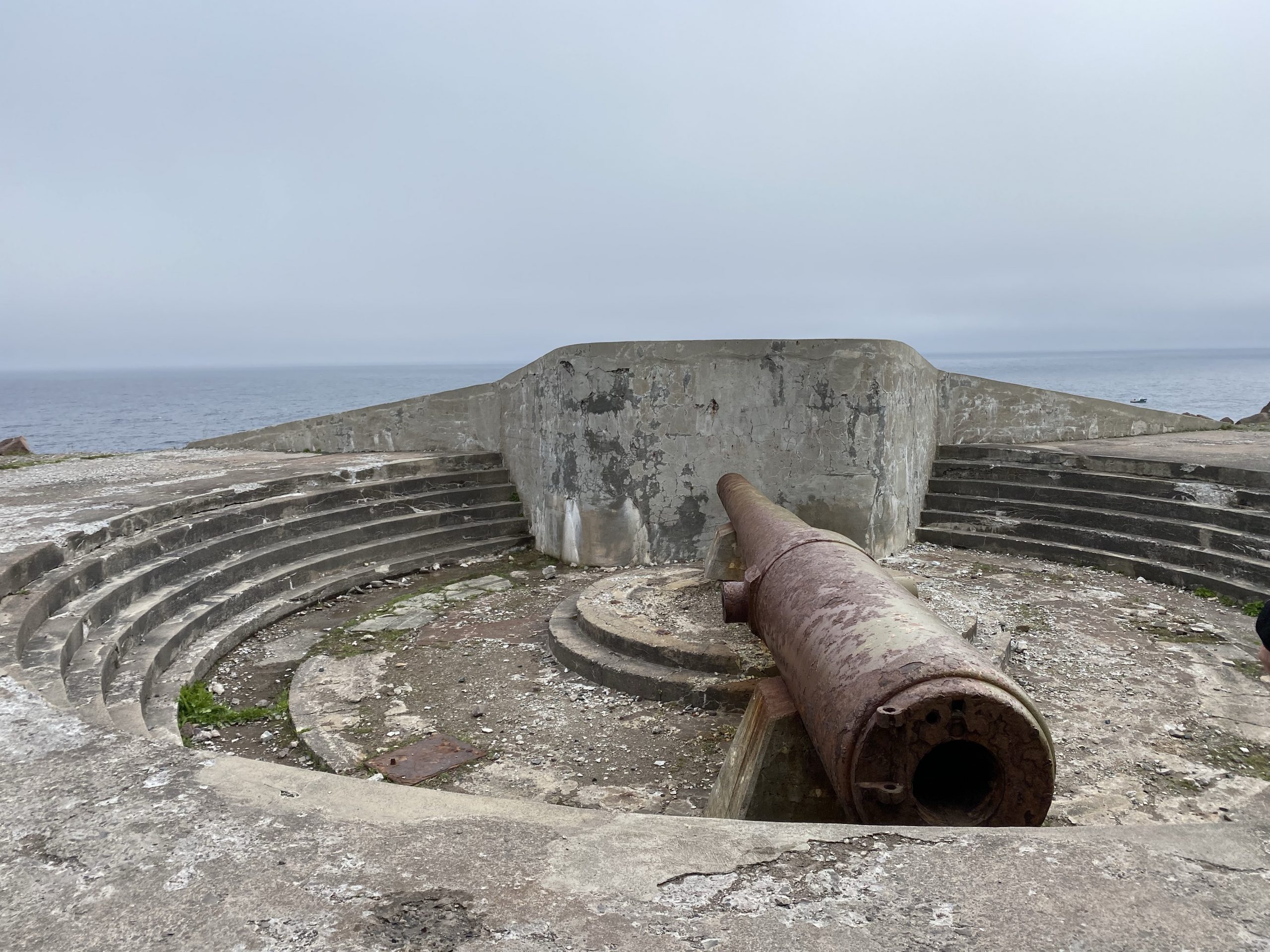 One of the big guns stationed at Cape Spear in World War II. The rest of the gun was dismantled, but the barrel was too heavy to move.