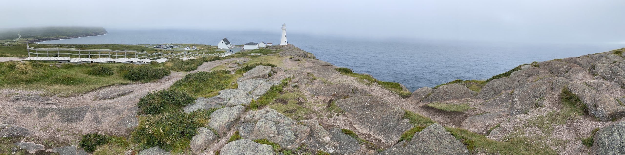 A panoramic view of the Cape Spear coast from the site of the old lighthouse.