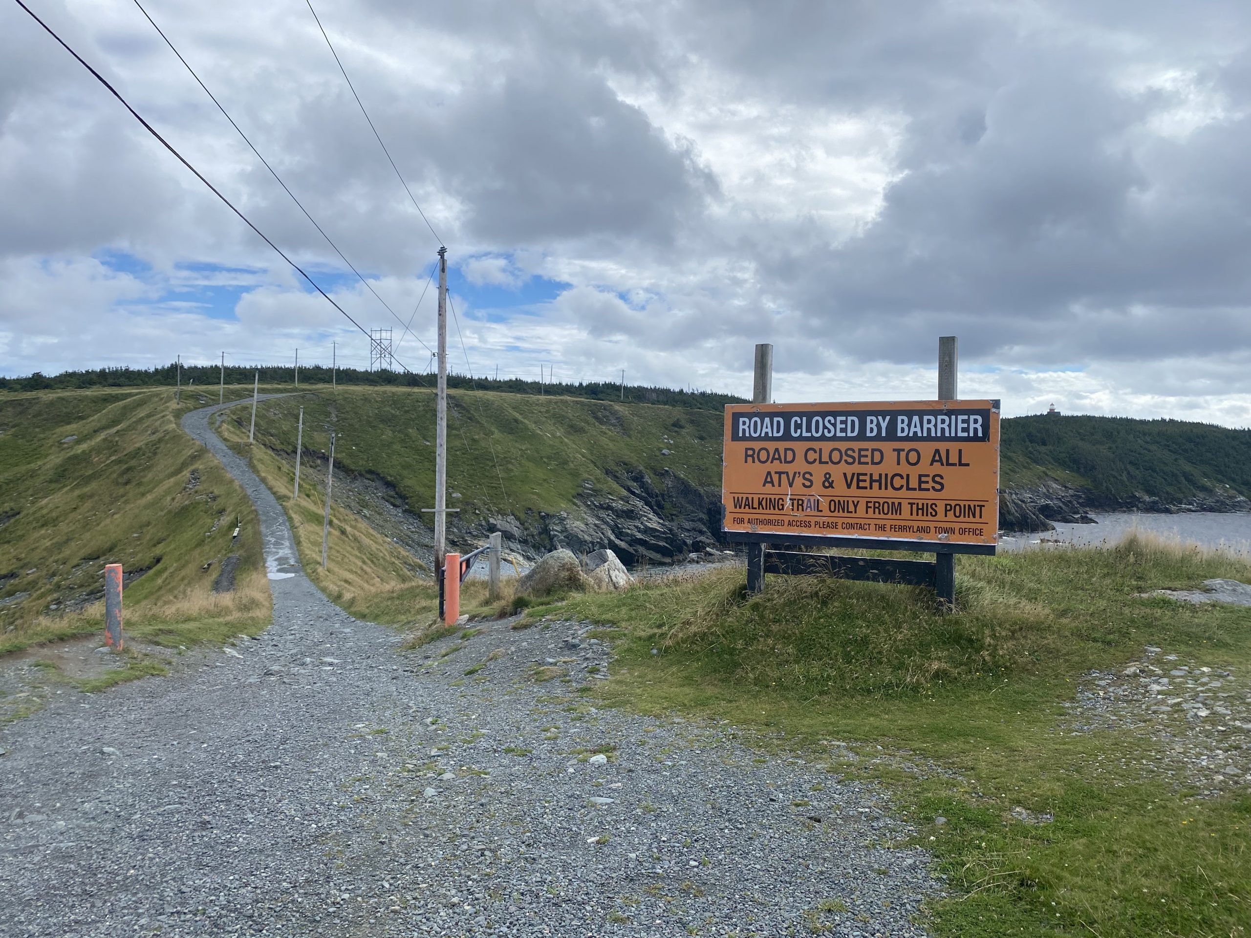 Cars (and motorcycles) aren’t allowed past this point on the way to the Ferryland lighthouse in Newfoundland.