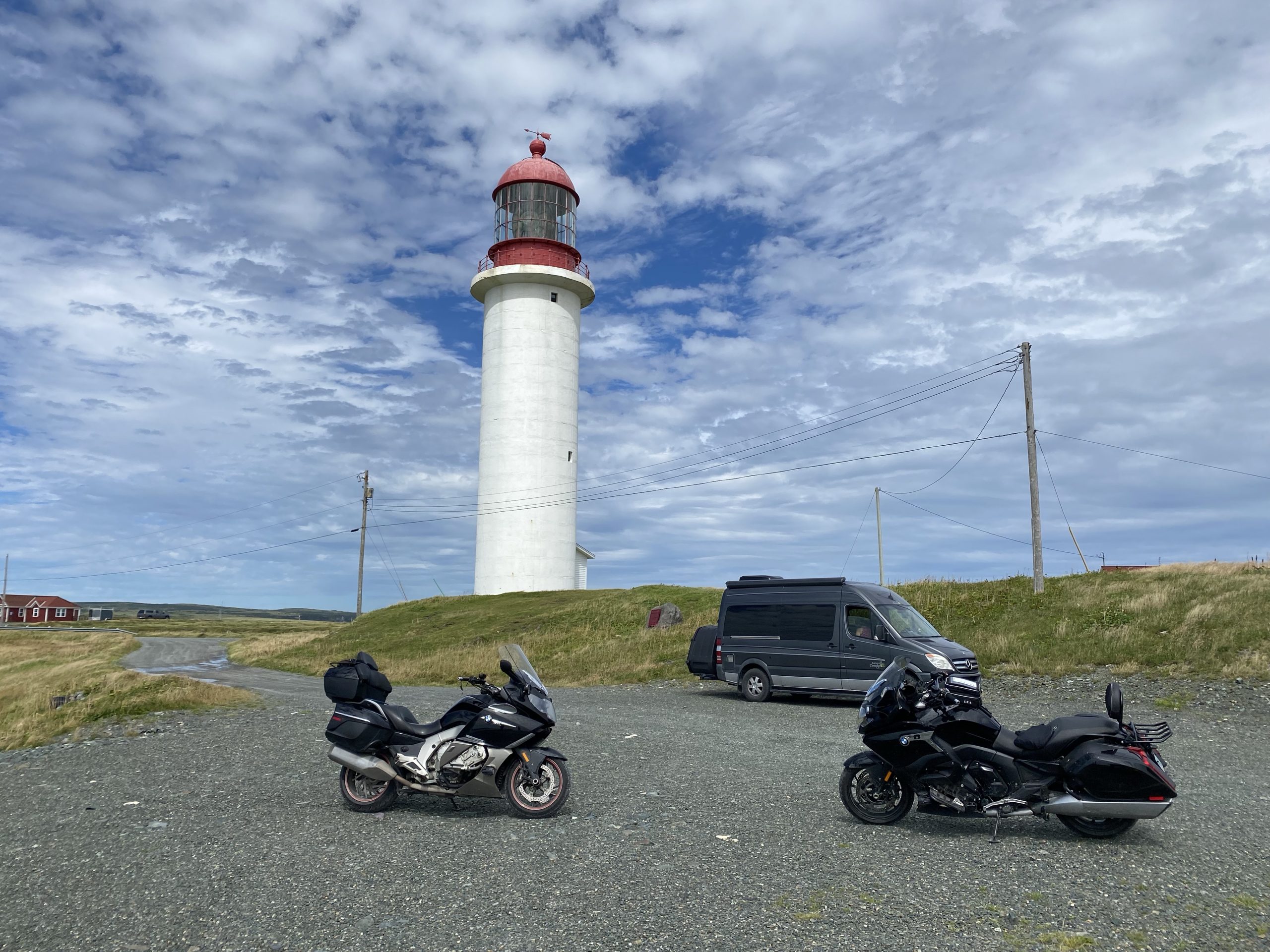 The bikes at the base of the Cape Race lighthouse in Newfoundland.
