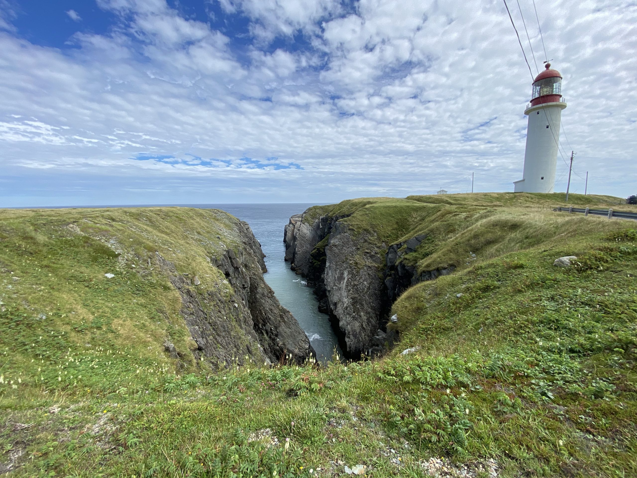 A very deep and narrow inlet practically in the shadow of the Cape Race lighthouse in Newfoundland.