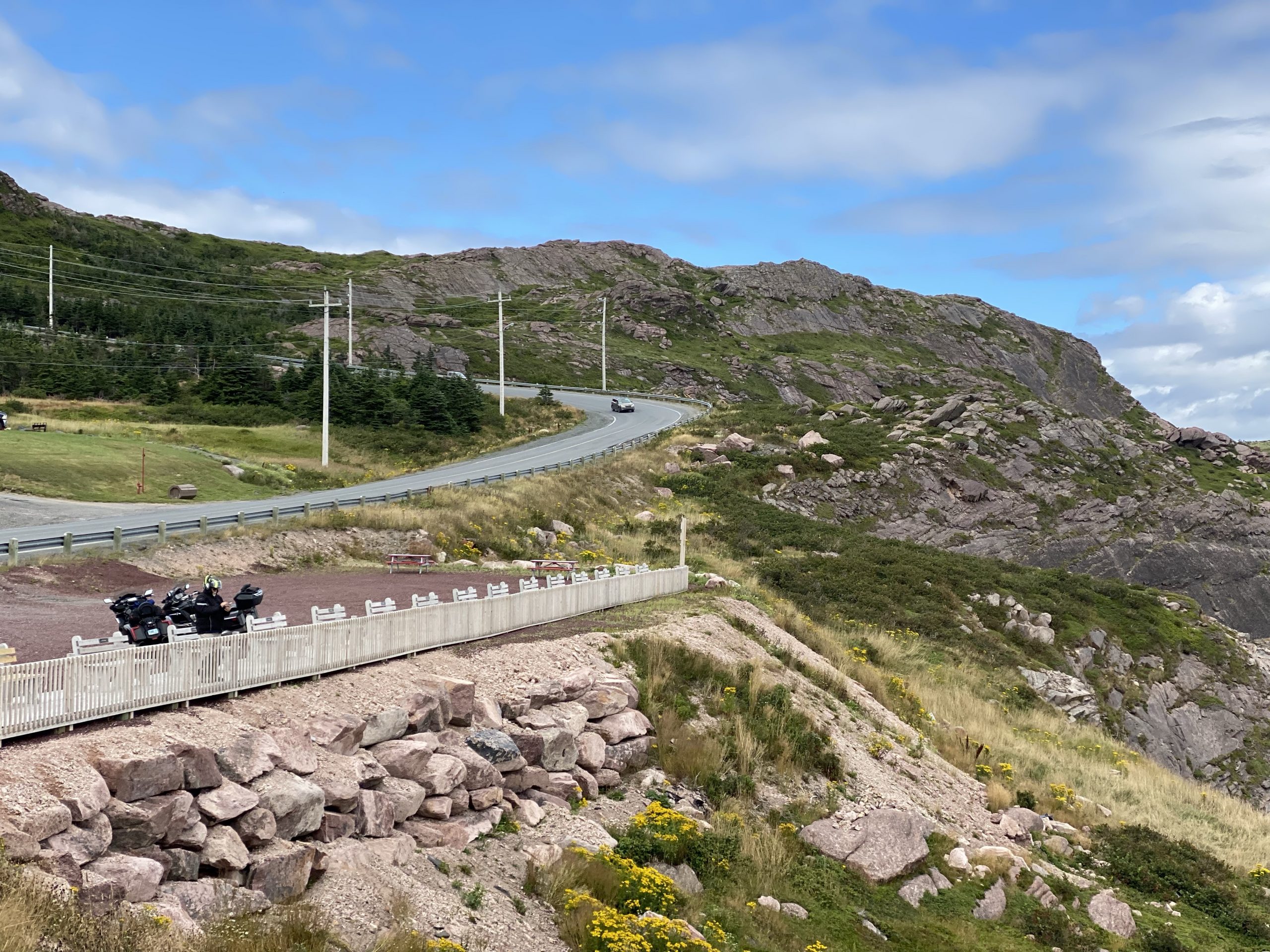 The bikes at the Bay de Verde overlook, in Newfoundland.