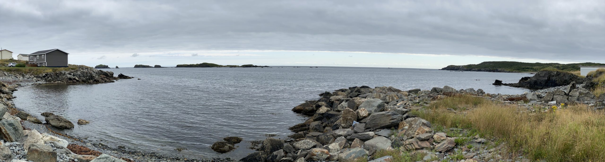 A panoramic view of the coastline at Melrose, on the Bonavista Peninsula in Newfoundland.