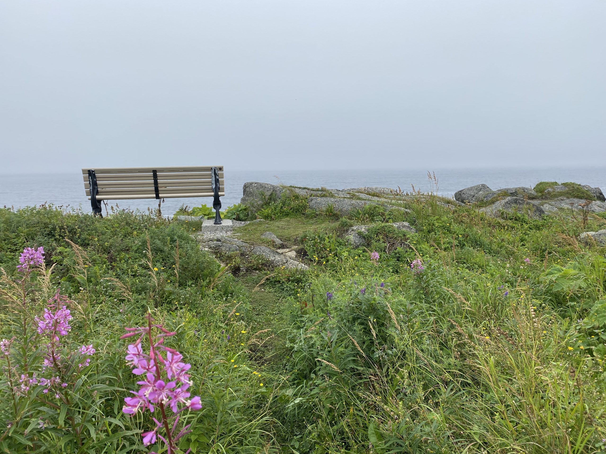 The lookout bench at Fox Point (or Fisherman’s Point) near St. Anthony, Newfoundland.