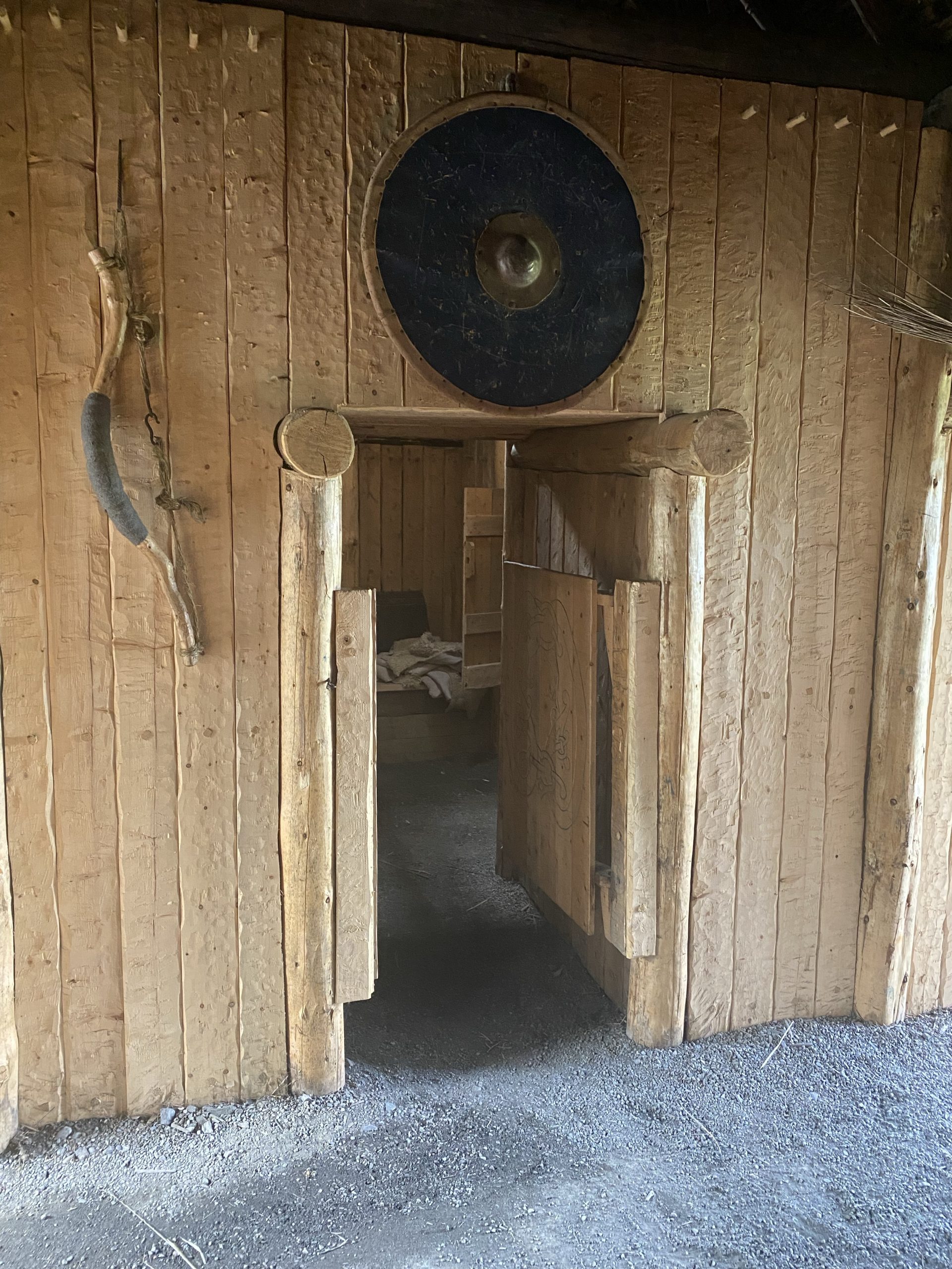 An interior doorway to a few sleeping quarters in a re-creation of a 1,000 year old Norse sod house.