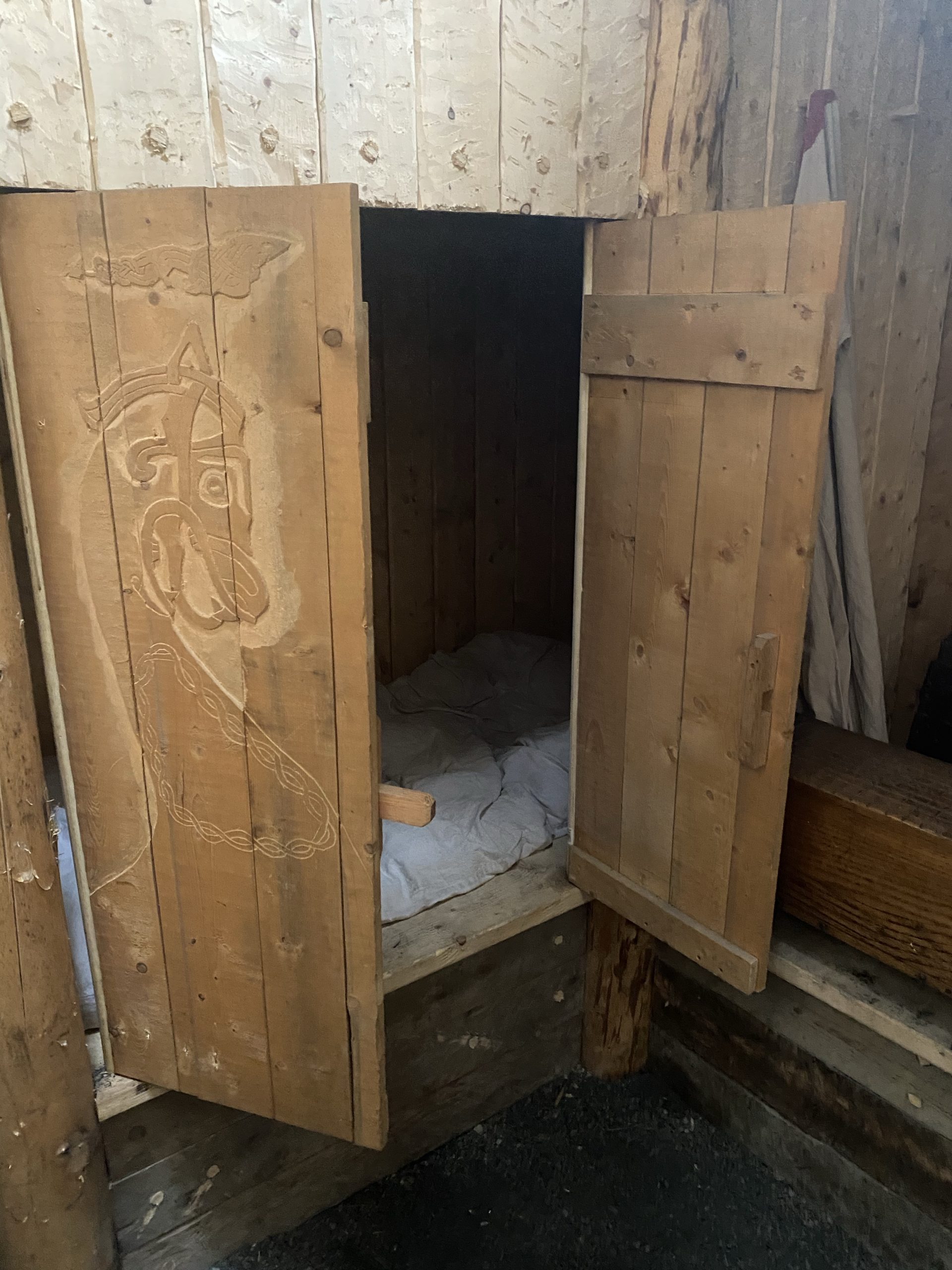 A typical Norse sleeping bunk in a recreation of a 1,000 year old sod house.