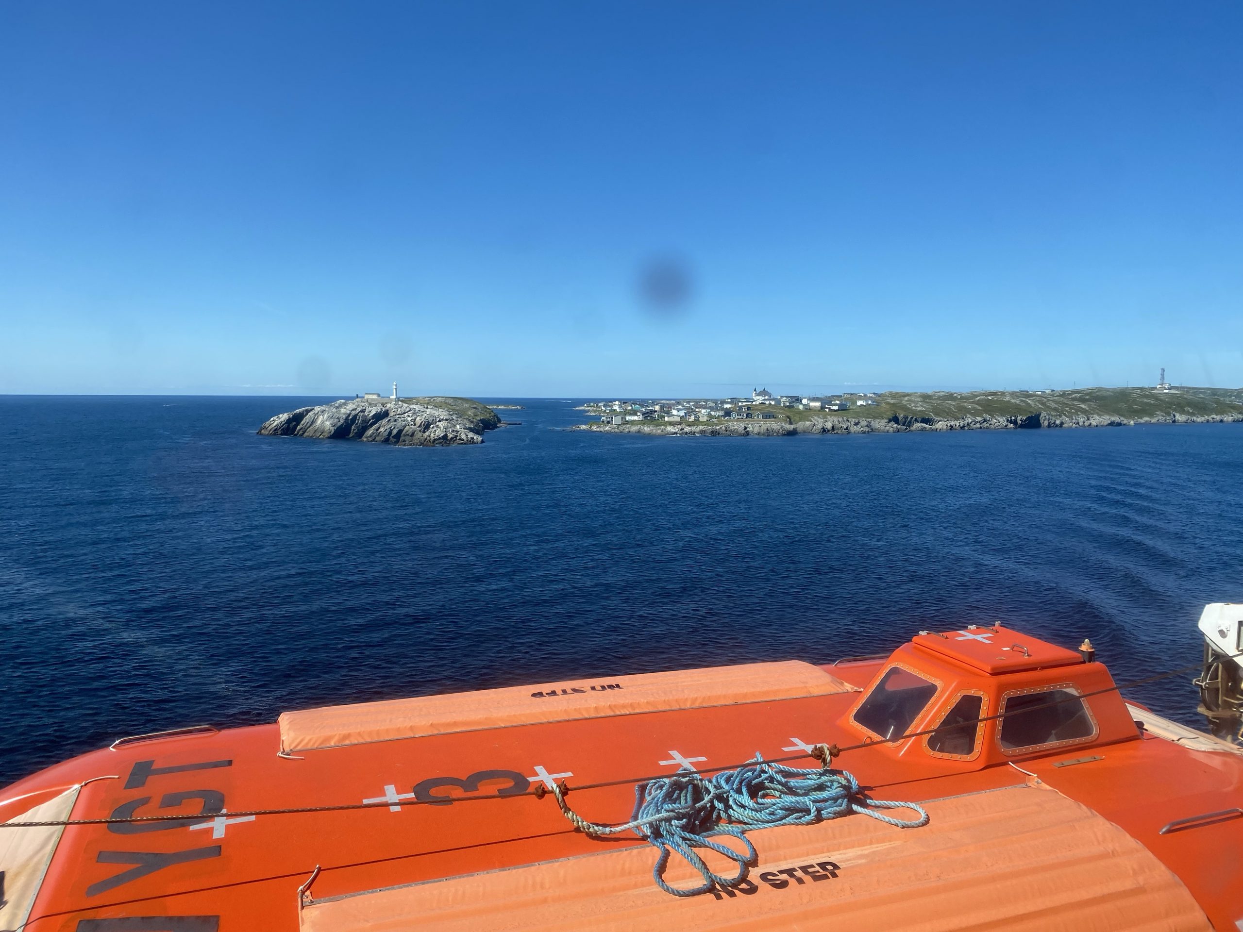 Exiting the Port aux Basque harbor on the MV Highlanders ferry from Newfoundland to Nova Scotia.
