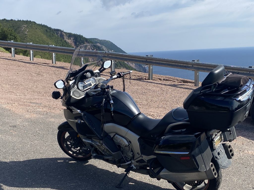 The Nightowl poses at an overlook along the Cabot Trail in Nova Scotia.