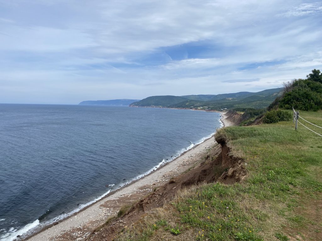 A view of the shoreline to the east from the Rusty Anchor along the Cabot Trail in Nova Scotia.