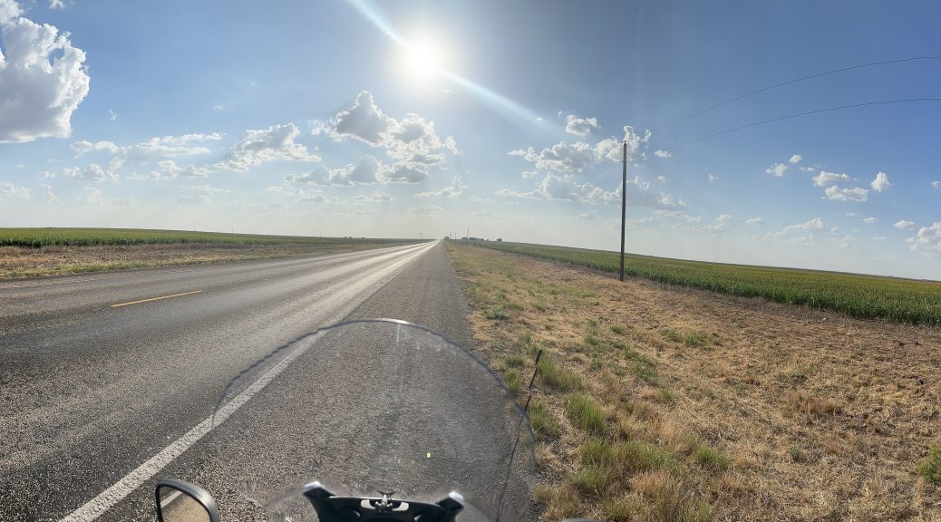 A panoramic view (south to north) between Tahoka and Brownfield in Texas. Not much going on here.