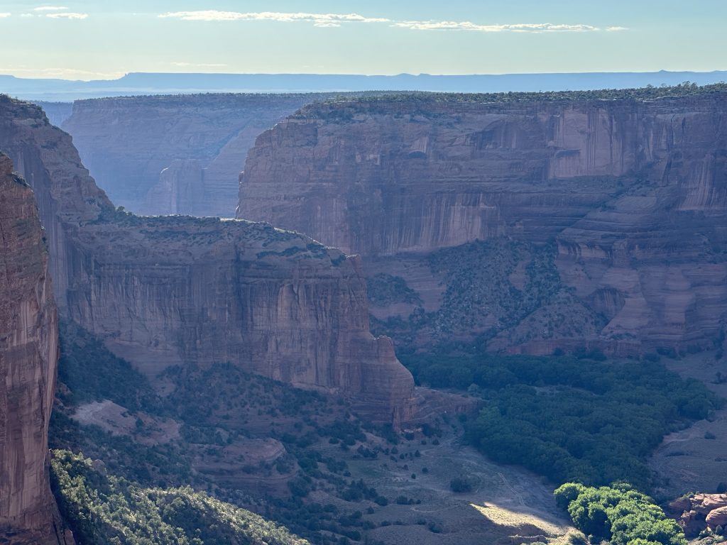 A closer view of the canyon west of Spider Rock at Canyon De Chelly.