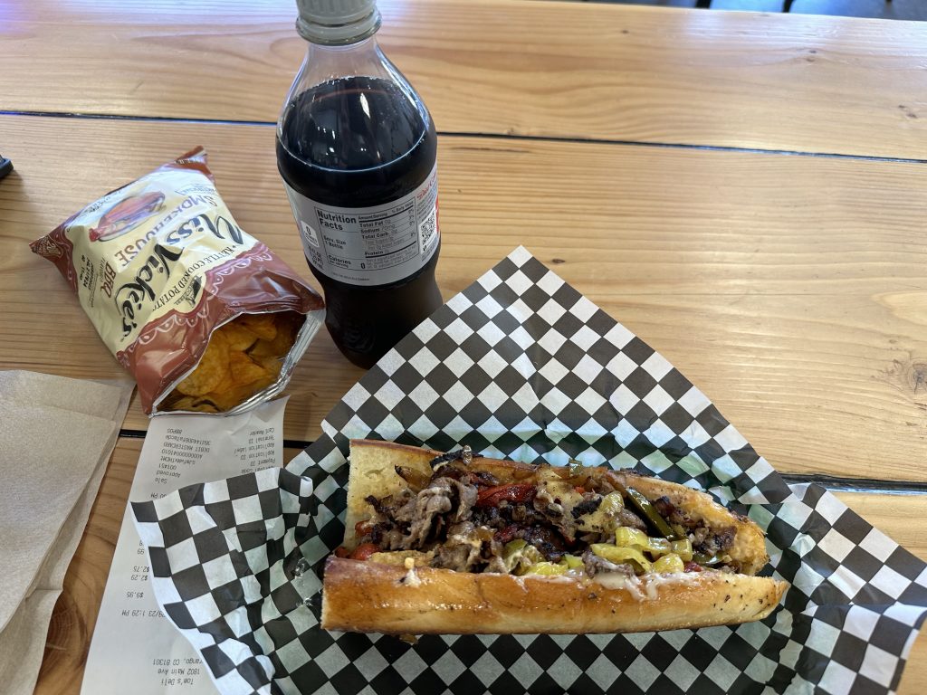 My lunch at Tom’s Deli in Durango, Colorado. That’s their Middlecut hot sub.