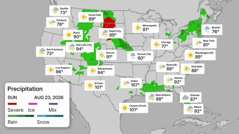 My morning forecast, heading west from Duluth, Minnesota.