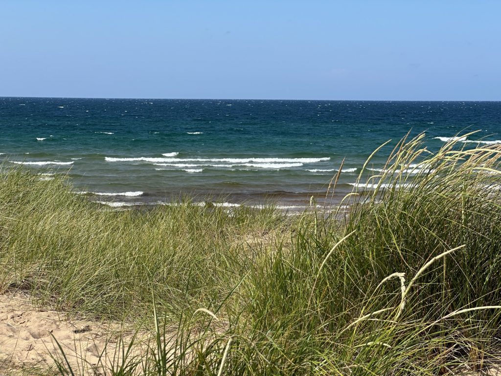 A sturdy north wind off Lake Superior means a choppy lake and natural air conditioning.