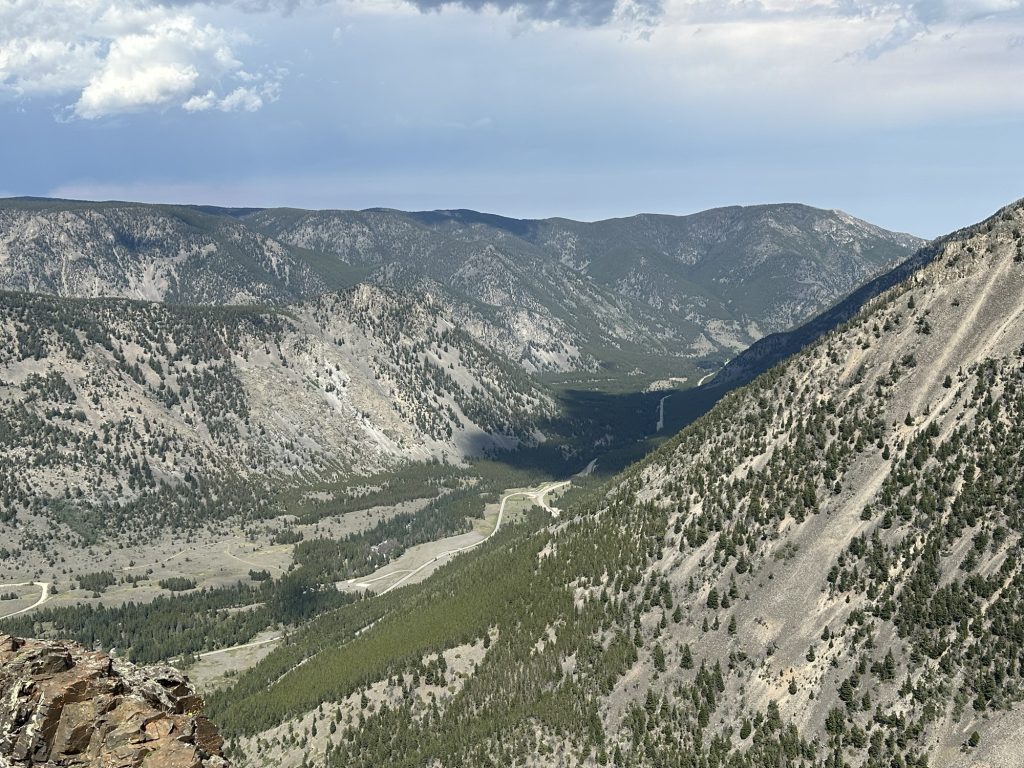 Looking back up the valley we just rode through, from the switchback viewpoint.