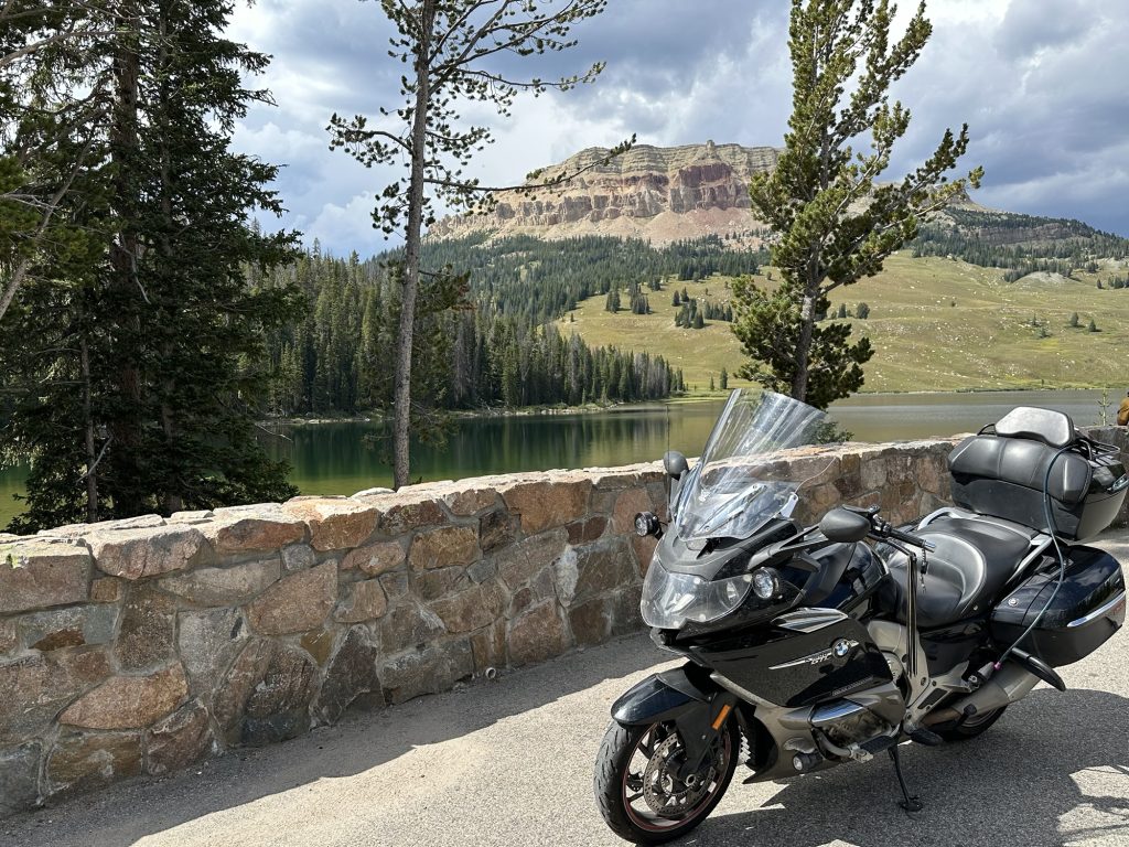 The obligatory photo of the Nightowl in front of Beartooth Lake and Beartooth Butte.